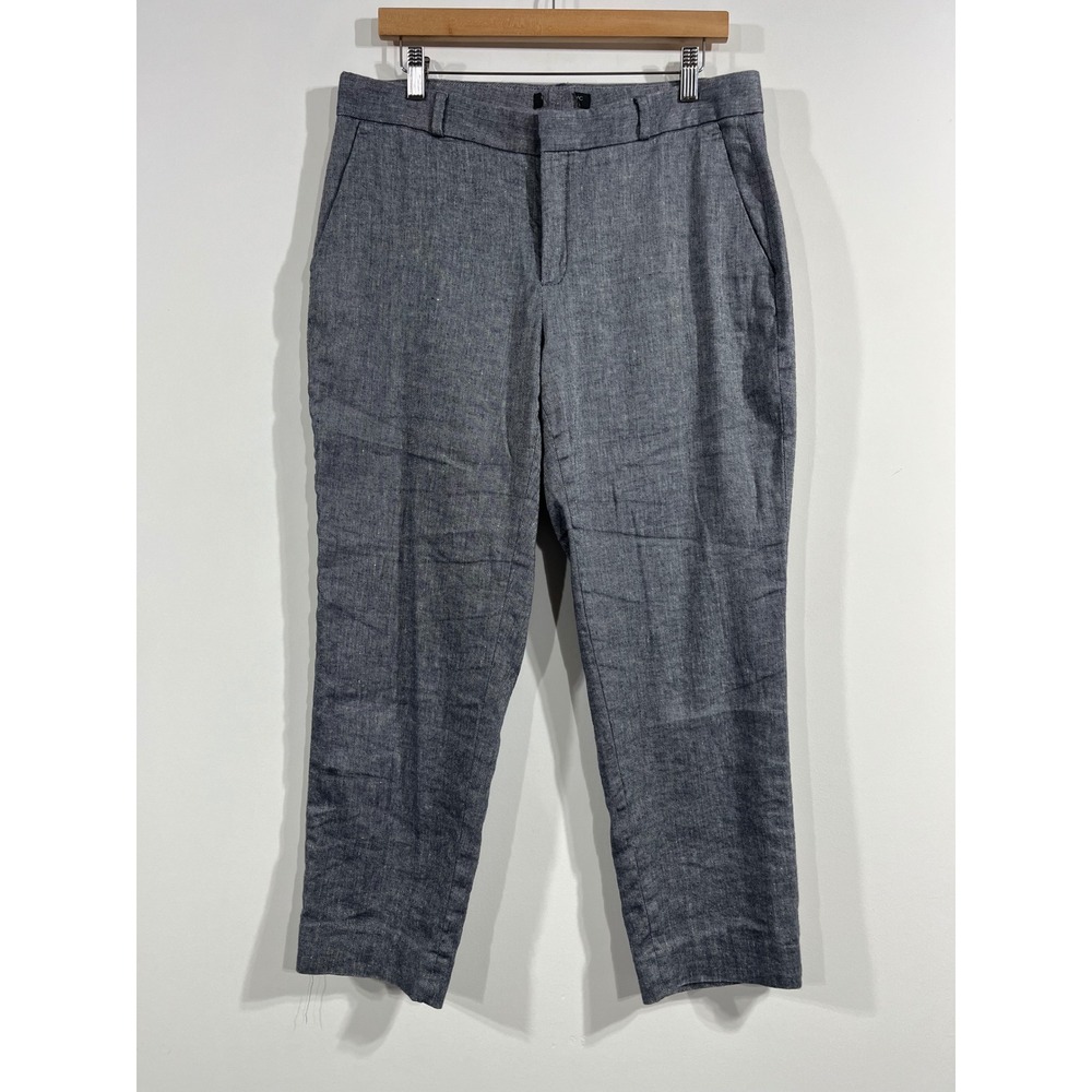 Banana Republic Preppy Linen Cotton Straight Leg Trousers Pants Womens 10 Boho